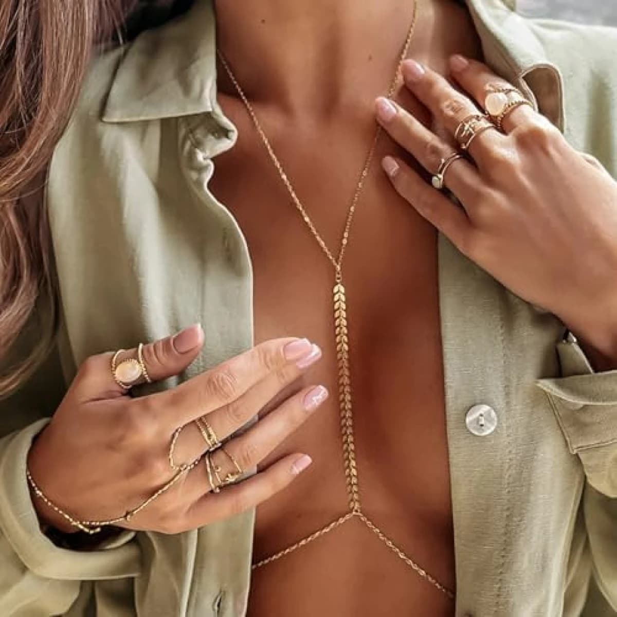 Sexy Trendy Luxury Harness Necklace Body Chain Fashion Body Jewelry