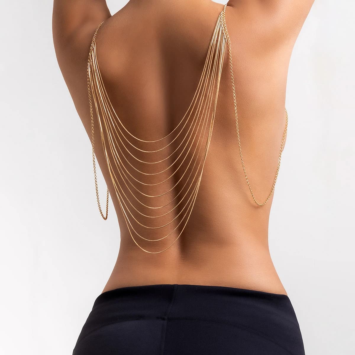 Sexy Snake Bone Chest Chain Geometric Tassel Body Chain for Women