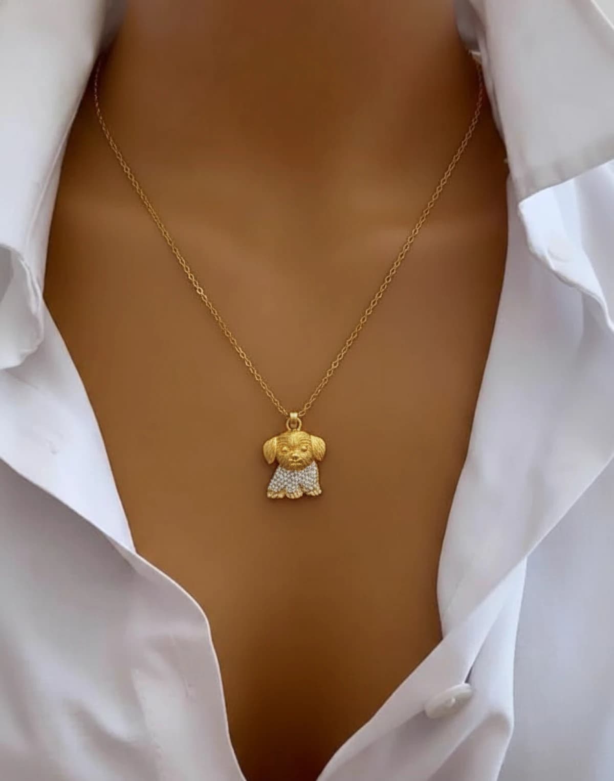 Artisan Dog Face Necklace – High‑End Craftsmanship with Dazzling CZ