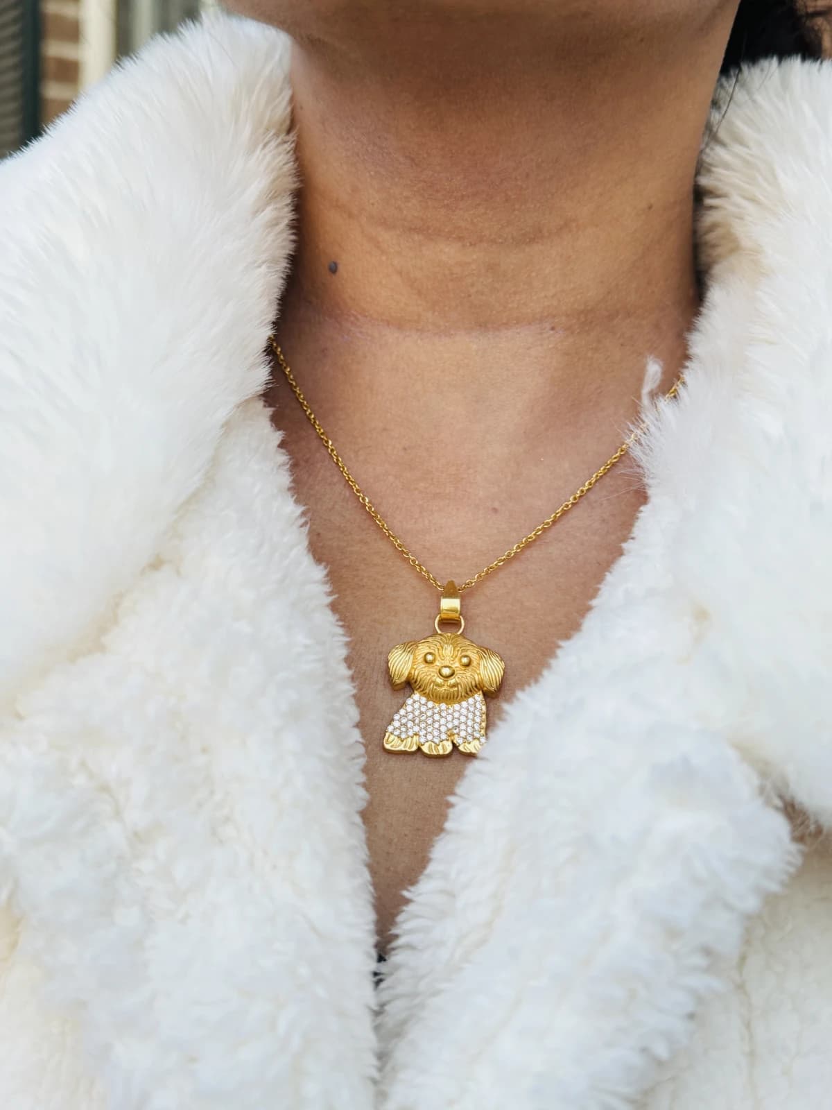 Artisan Dog Face Necklace – High‑End Craftsmanship with Dazzling CZ