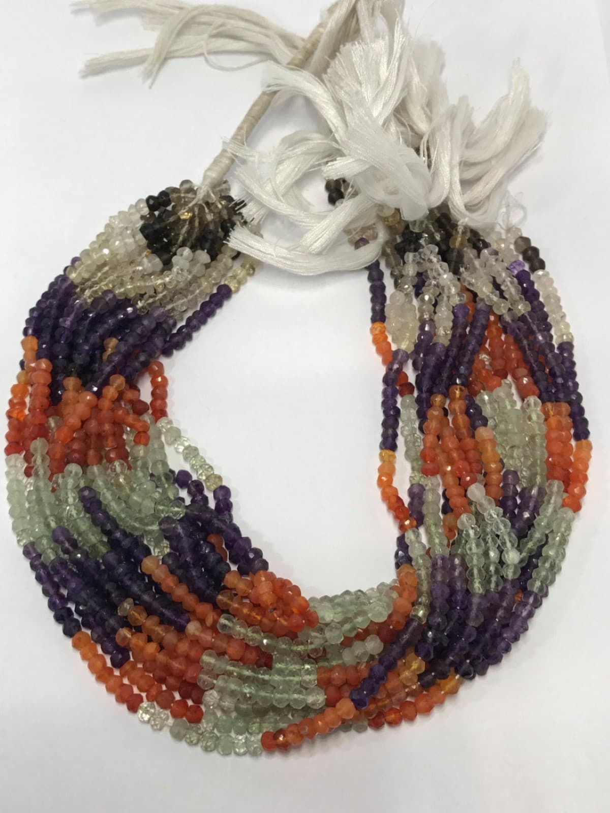 Multi Beads Gemstone Faceted Rondelle Beads - Bead 4-4.5mm 13" Long