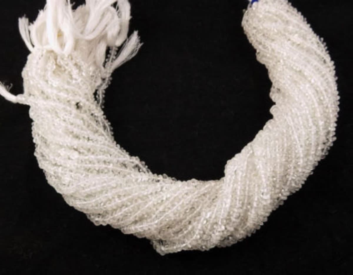 2 Strands Genuine Crystal Quartz Smooth Gemstone 4-4.5mm Beads 13"