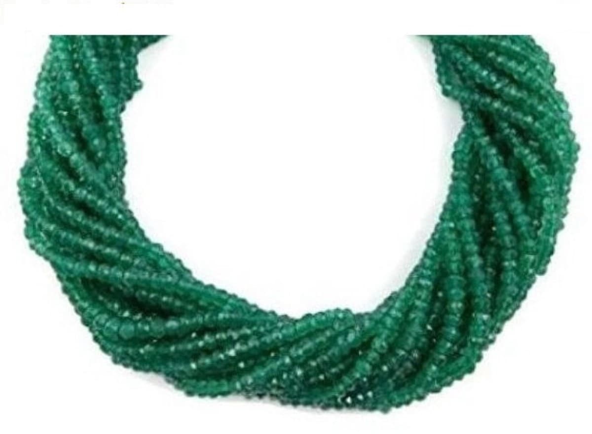 Green Onyx Faceted Rondelle Beads Measure 3.5-4mm – 13.5 Inch Long