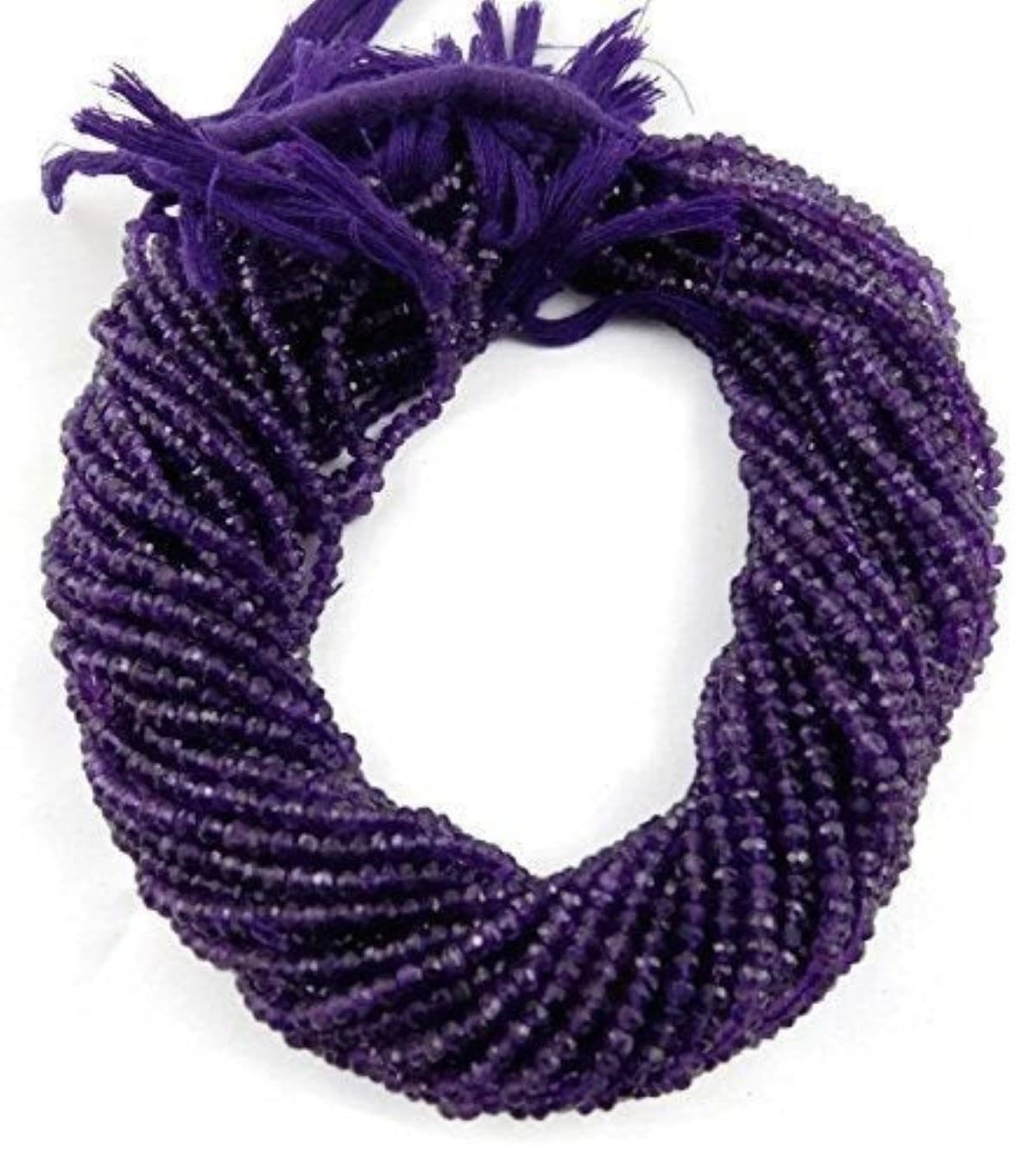 Amethyst Gemstone Faceted Rondelle Beads Bead 3.5-4mm 13.5" Long