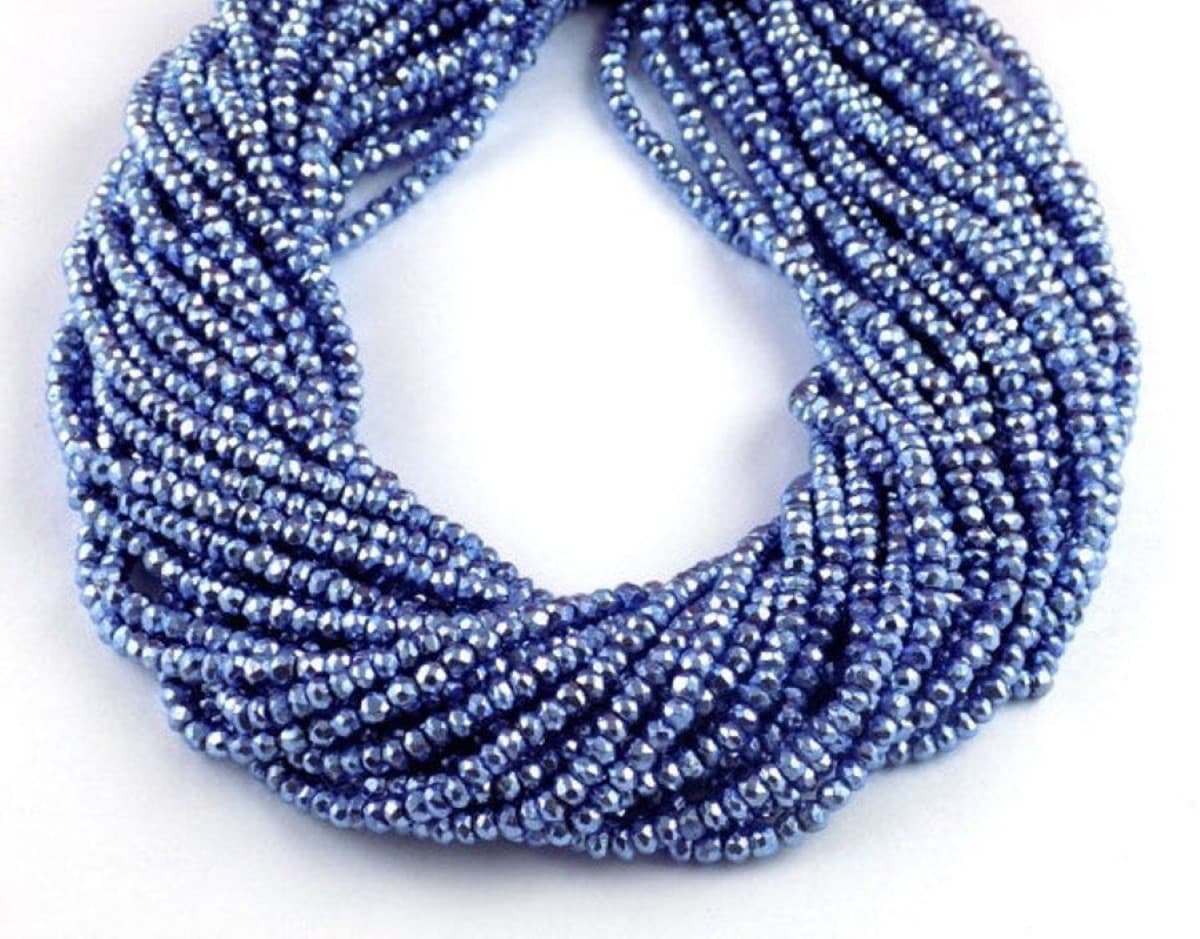 1 Strand Tanzanite Pyrite Faceted Rondelle Beads 3.5-4mm 13.5" long
