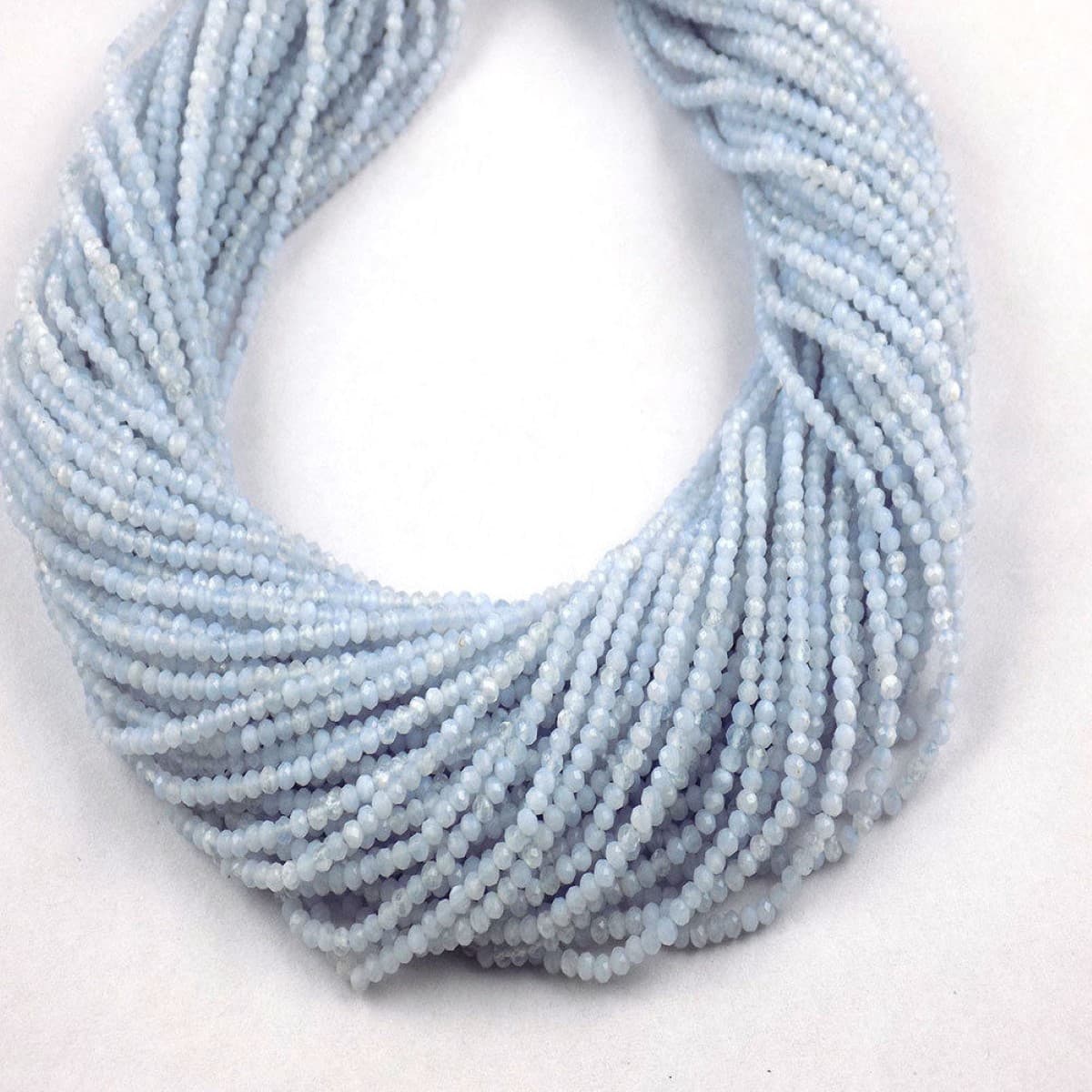 Blue Chalcedony Rondelle 2.5mm Micro Faceted Gemstone Beads 13 inch