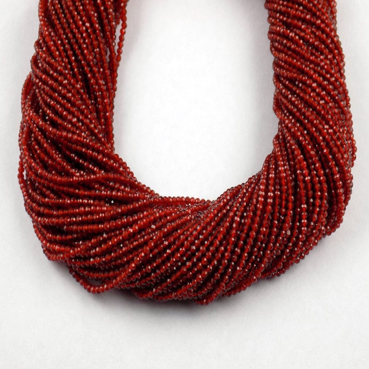 Red Onyx Rondelle Shape 2.20mm Micro Faceted Gemstone Beads 13" Long