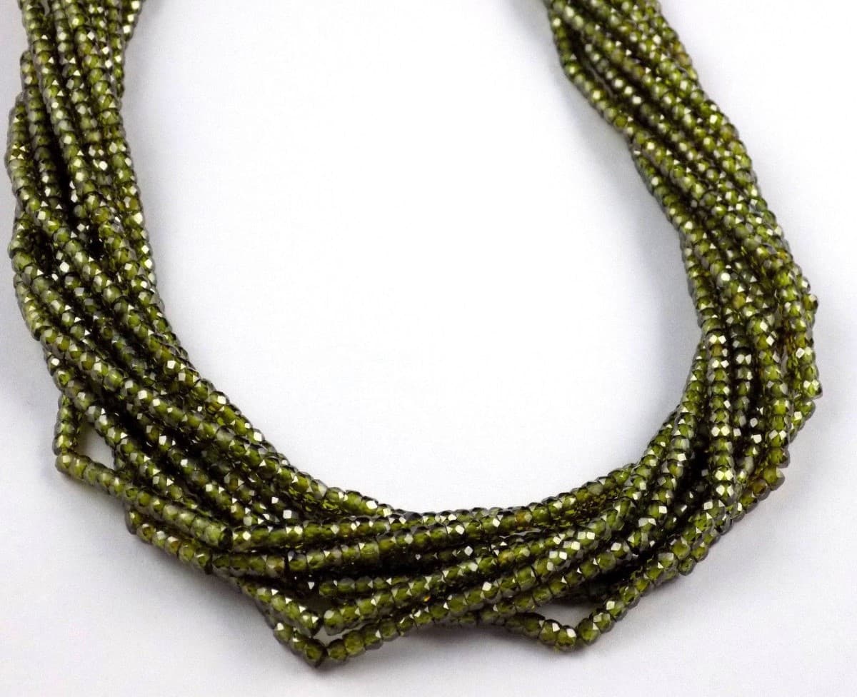 Peridot Cubic Zirconia Rondelle – Beads Measure 3-4mm 13.5 inch long