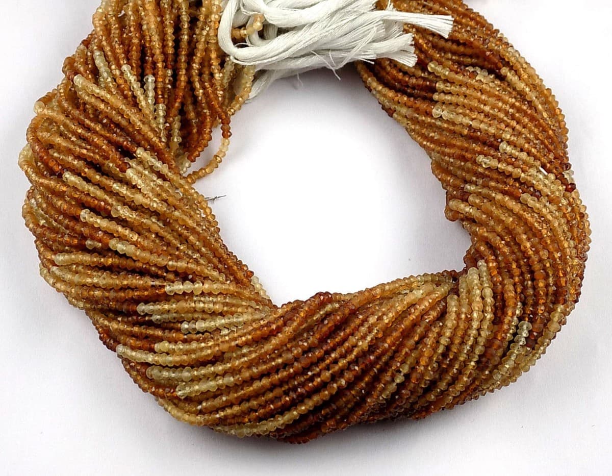 Natural Shaded Hessonite Garnet Rondelle 2.5-3mm Faceted 12.5" Long