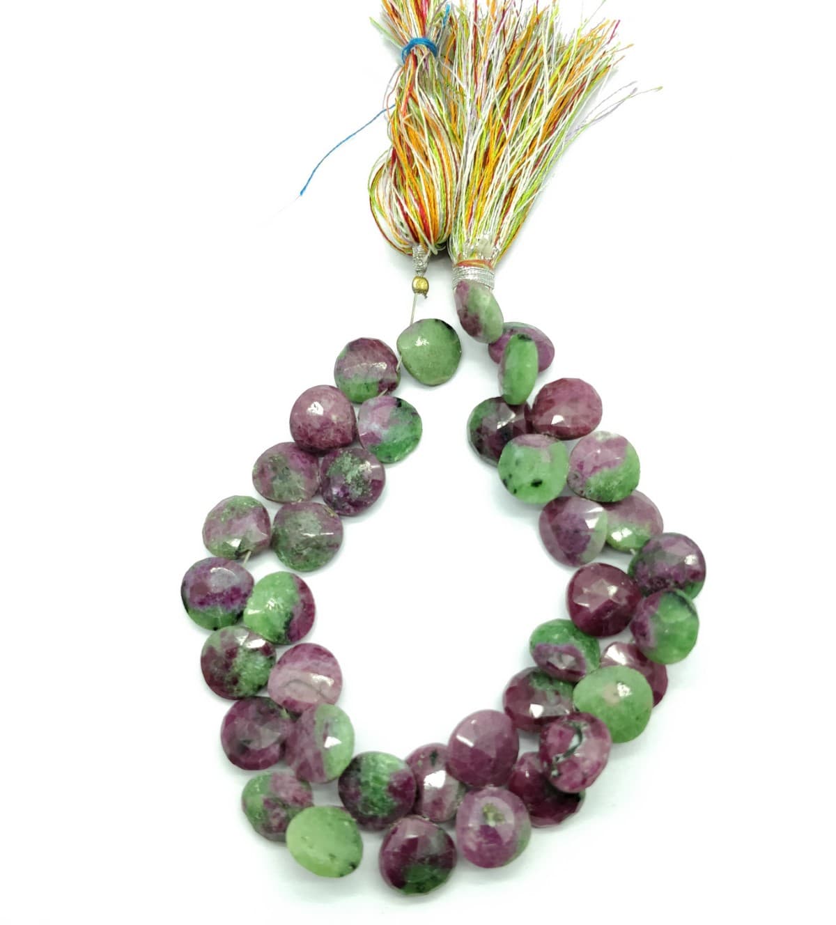 Natural Ruby Zosite Size 10x10 mm, Heart & Faceted with 7 Inch Long