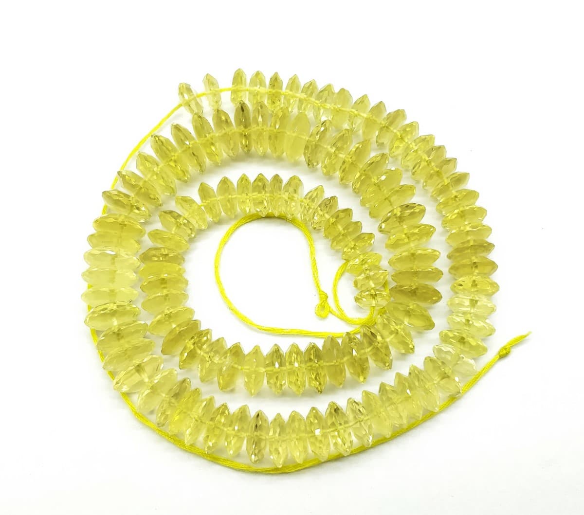 Natural Lemon Quartz Size 7-12 mm, Rondelle & Faceted with 16.5 Inch