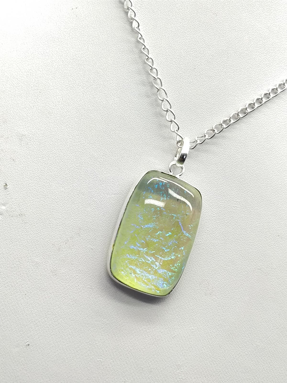 Green Blue Fire Opal Pendant 34x20x8 mm Rectangle & Smooth wt in 40 Ct