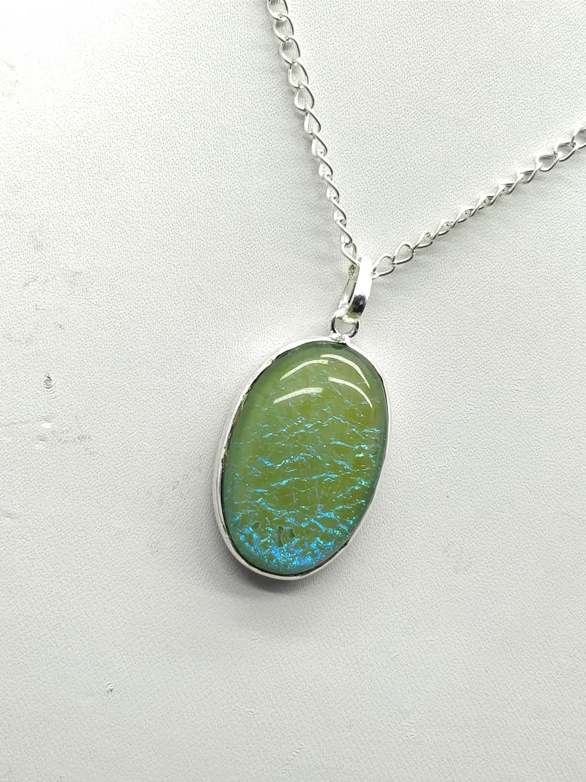 Green Blue Fire Opal Pendant 33.5x20x8 mm, Oval & Smooth wt. in 40 Ct