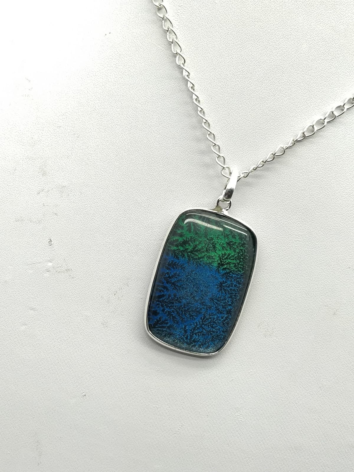 Black Tree Opal Pendant 38x22.5x5 mm, Rectangle & Smooth wt. in 40 Ct