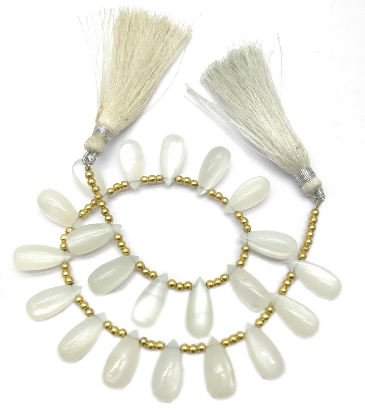 White Moonstone Loose Beads 14x7 mm, Drops & Smooth 9.5 Inch Long