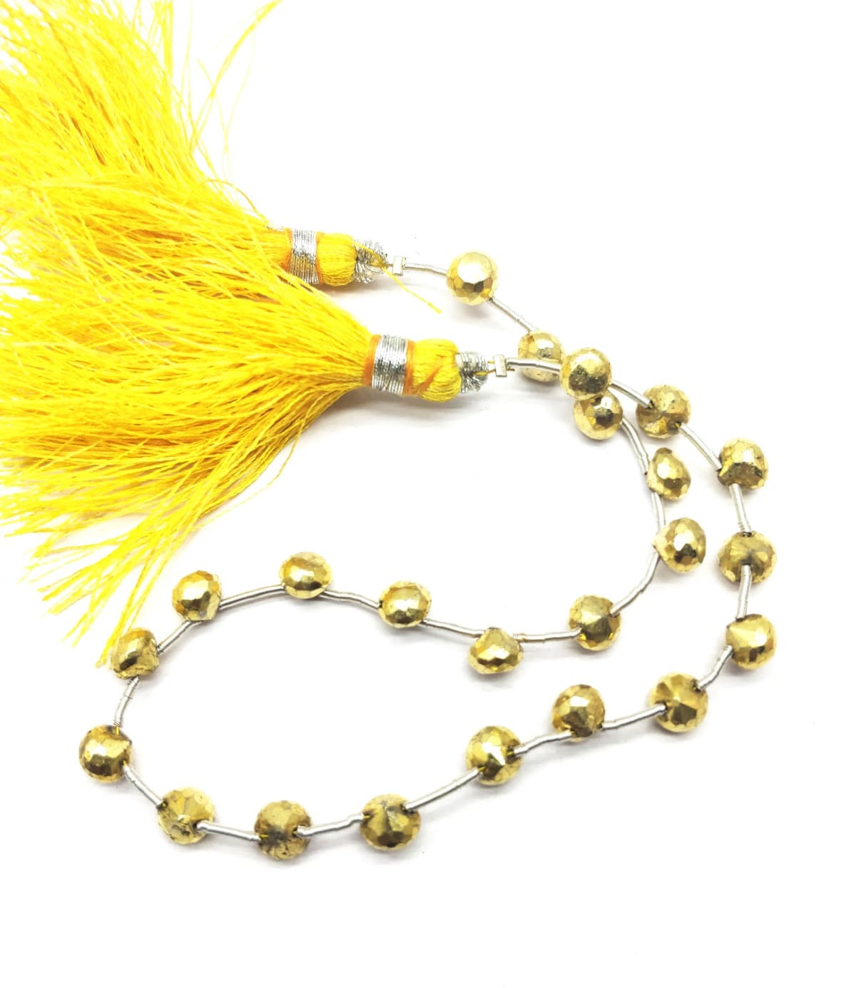 Natural Gold Pyrite Loose Beads 5x4-6x5 mm Onion & Faceted 9 Inch Long