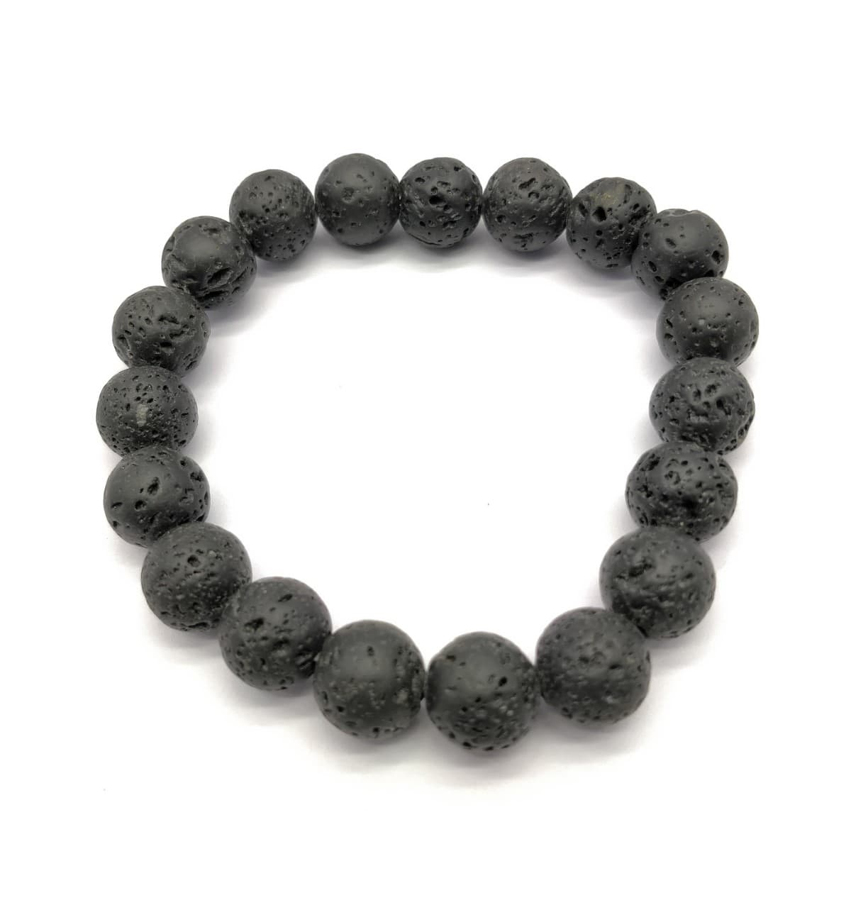 AAA+++ 100% Top Quality Black Lava 19 Beads Bracelet 10 mm, Round & Smooth 7.5 Inch long. ZZ02