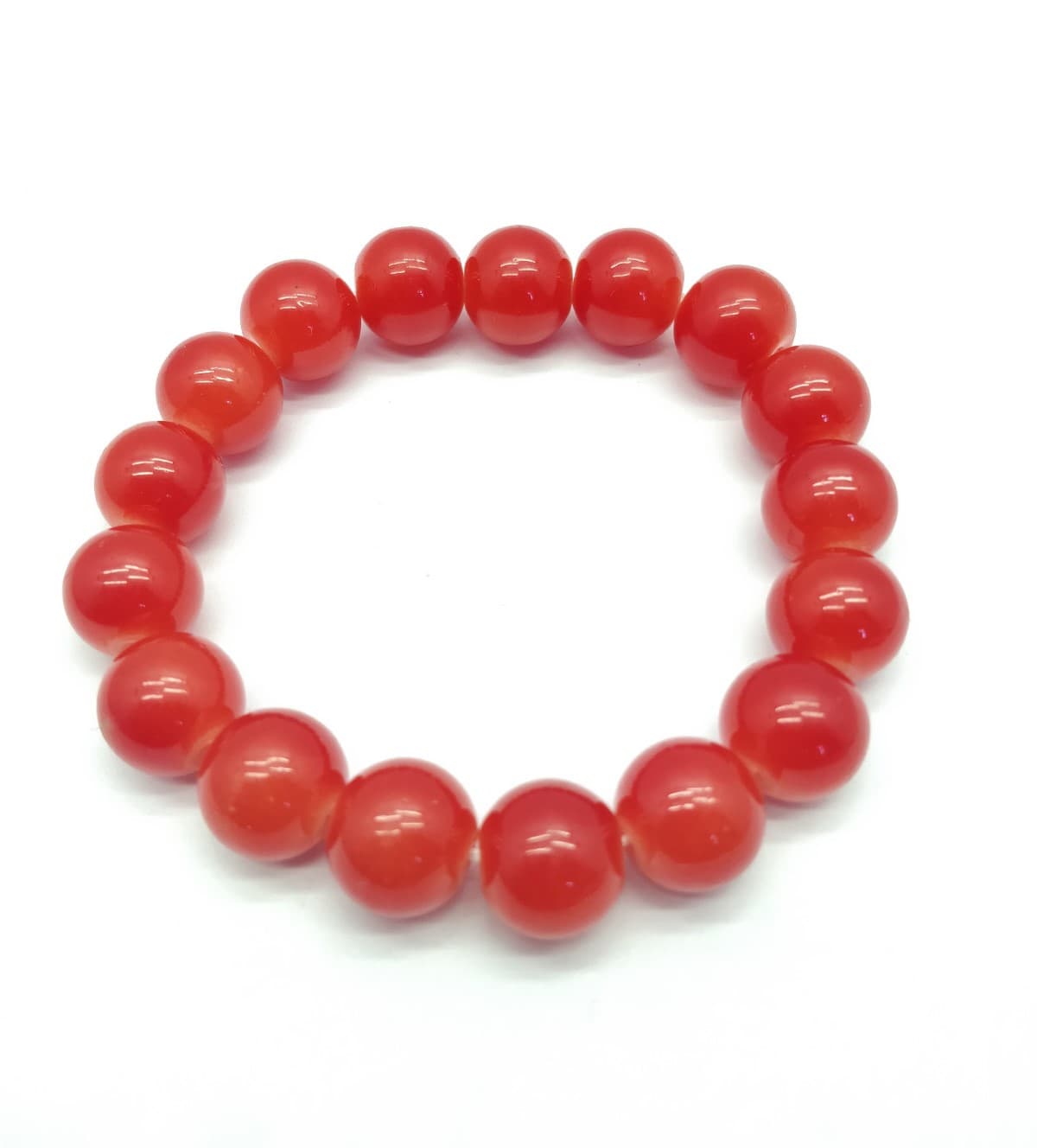 AAA+++ 100% Top Quality Orange Jade 17 Beads Bracelet 12 mm, Round & Smooth 7.5 Inch long. ZZ23