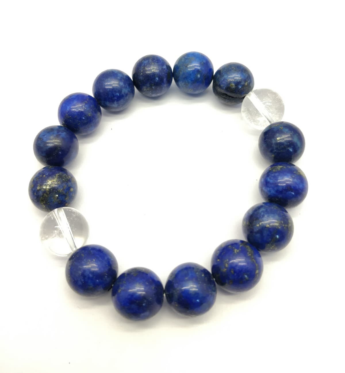 AAA+++ 100% Top Quality Lapis Lazuli, Crystal Quartz 16 Beads Bracelet 12 mm, Round & Smooth 7 Inch long. ZZ69