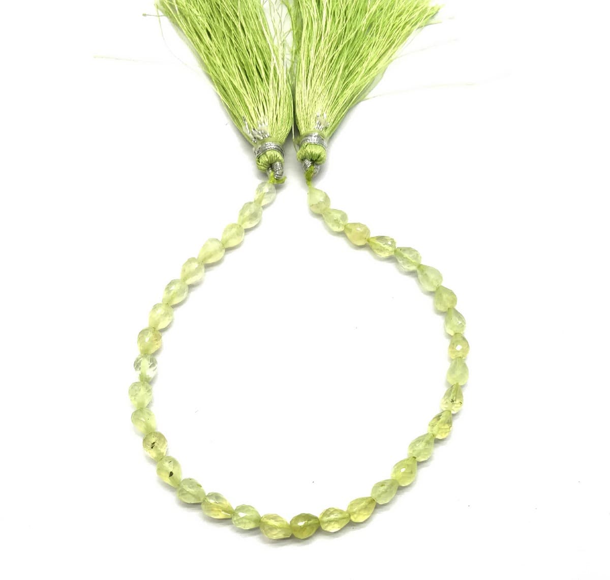 1 Strand Natural Prehnite Size 6x4 mm Drops & Faceted with 8 Inch Long