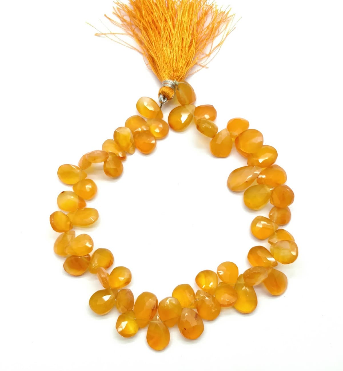 Orange Carnelian Size 9x8-14x9 mm, Pear & Faceted with 10 Inch Long