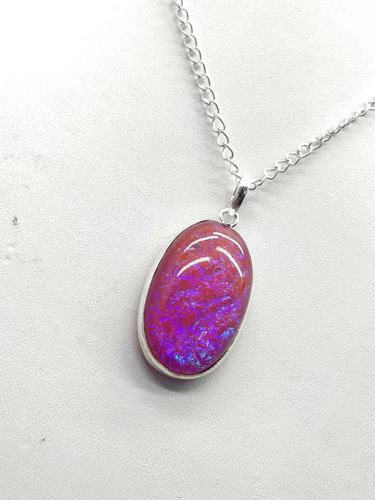 Red Blue Fire Opal Pendant 33x19x8 mm, Oval & Smooth wt in 35 Ct. MG23