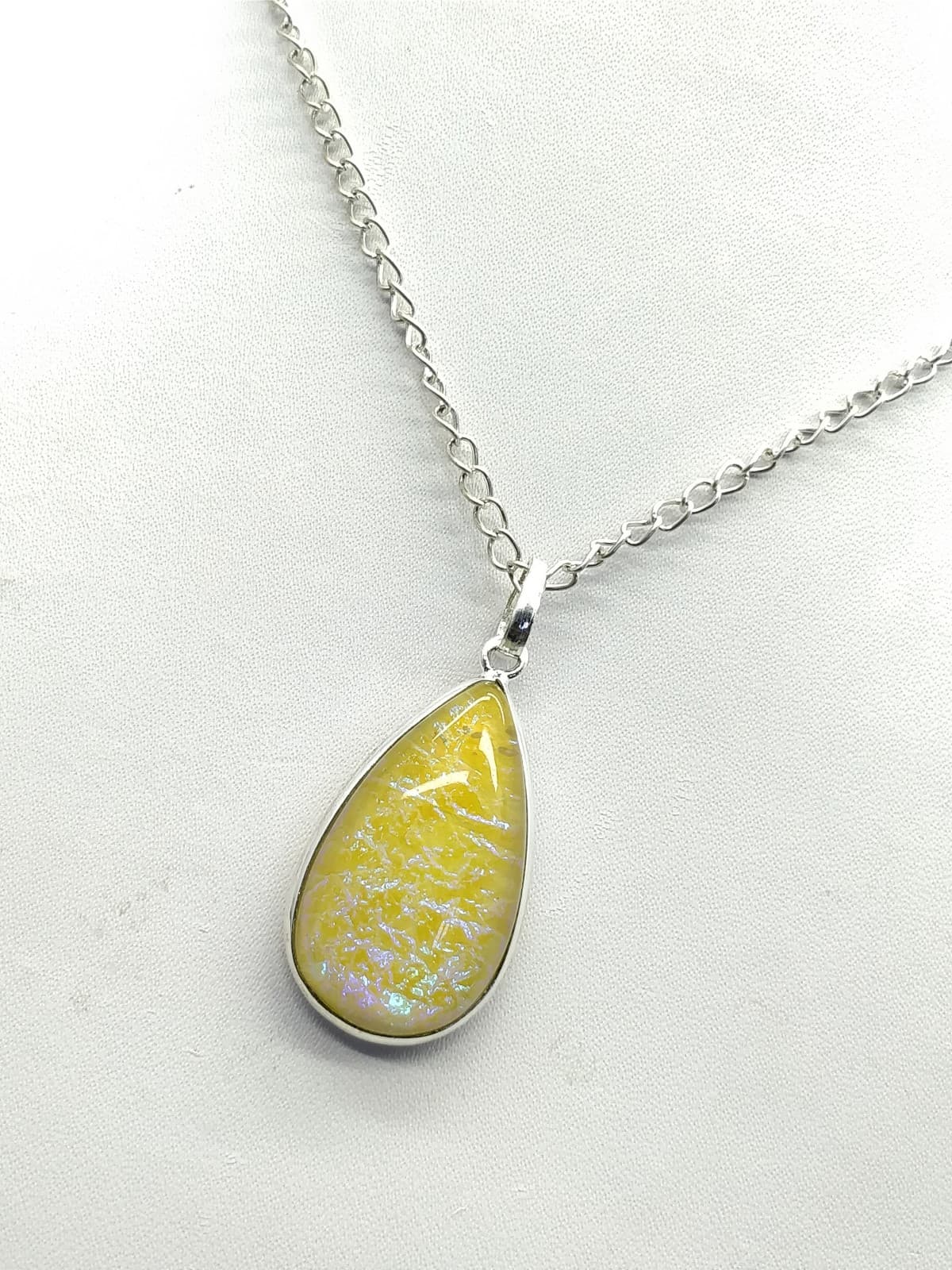 Yellow Green Fire Opal Pendant 40x18x8 mm, Pear & Smooth wt. in 31 Ct