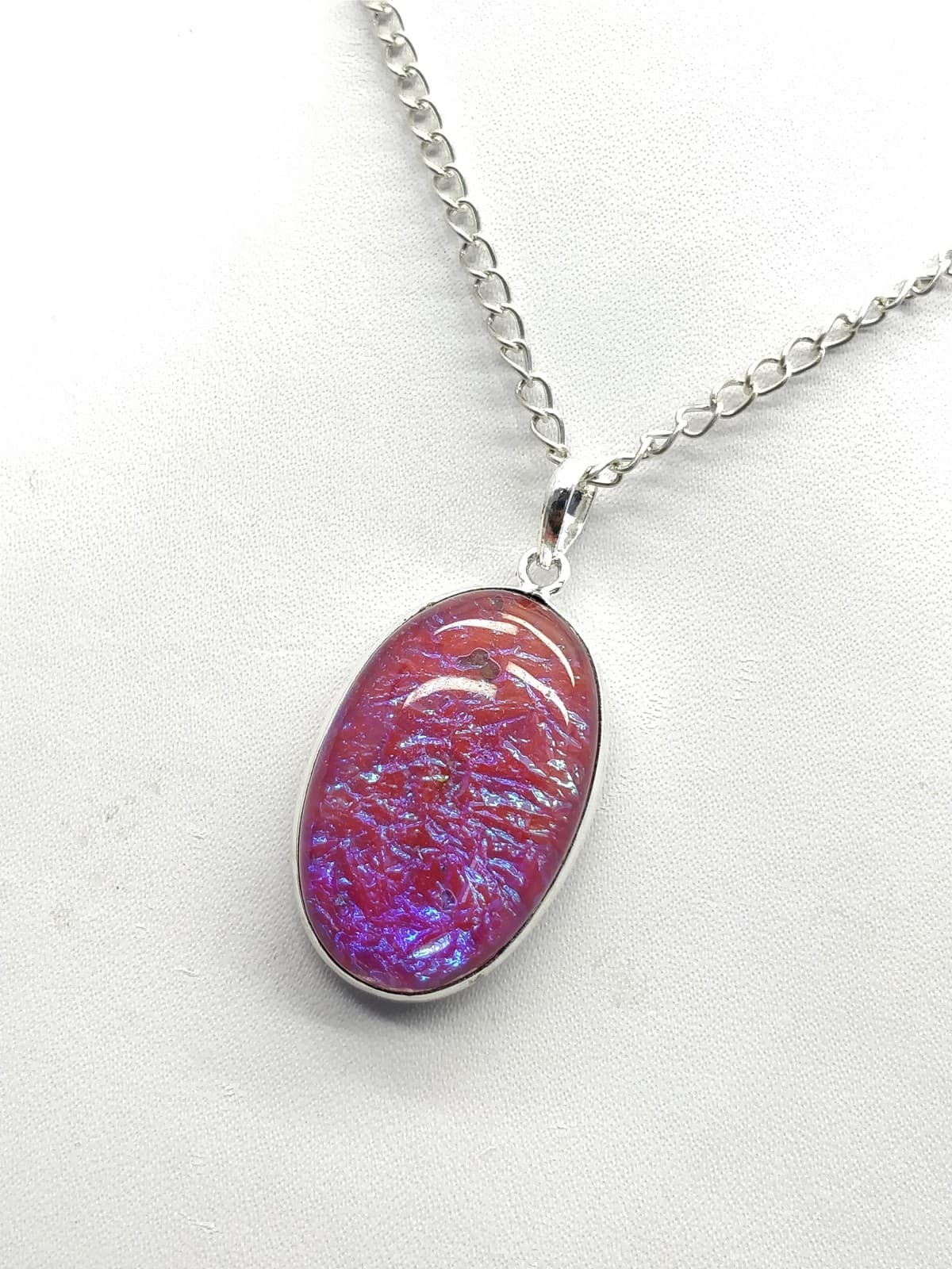 Red Blue Fire Opal Pendant 39x19x8 mm Oval & Smooth wt in 38 Ct. MG217