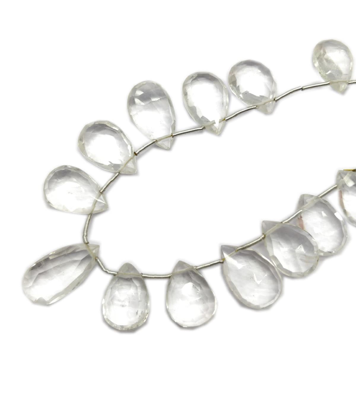 Crystal Quartz Loose Beads 13x10-18x10 mm, Pear & Faceted 8 Inch Long