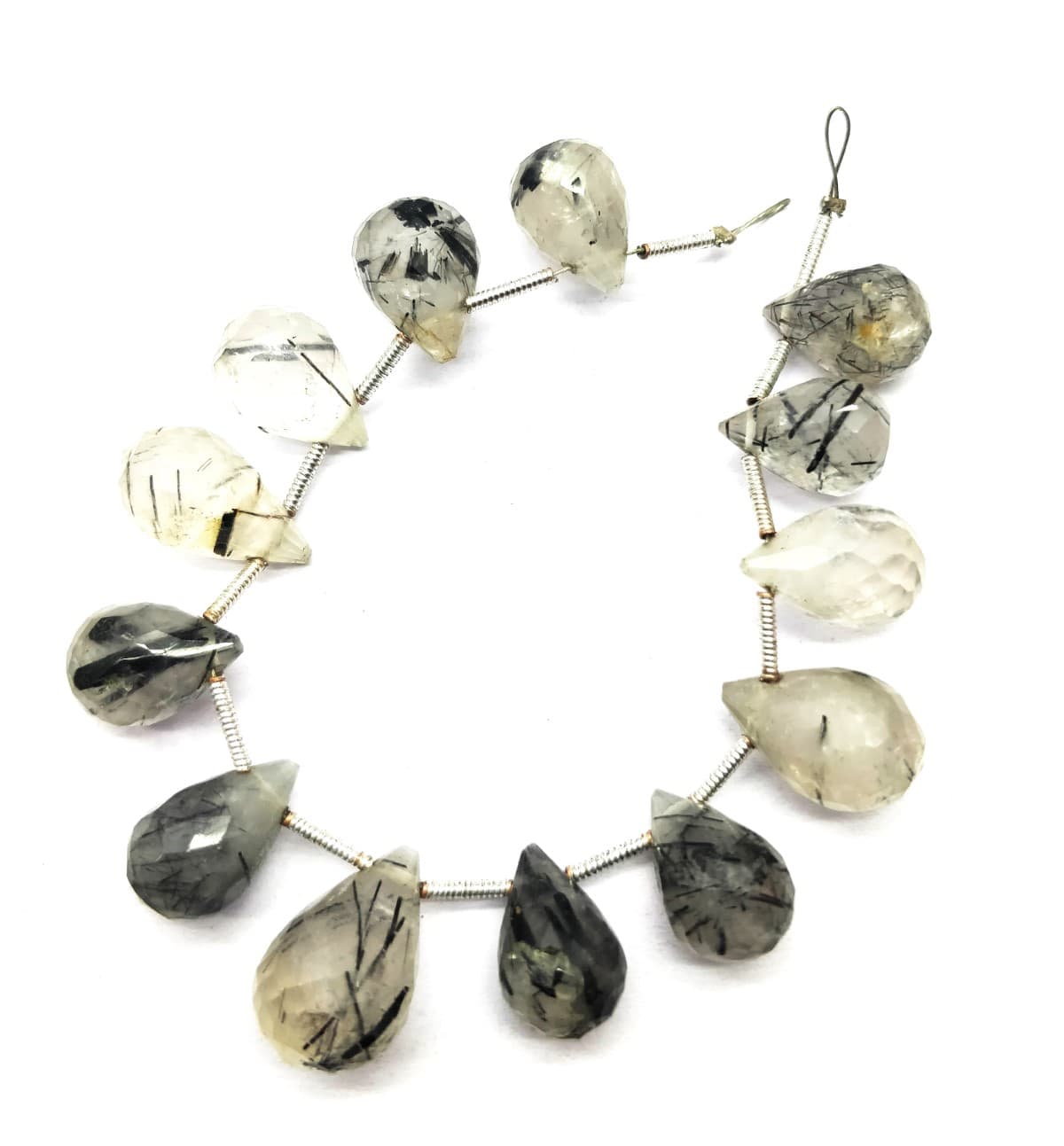 Rutile Loose Beads 12x8-15x10 mm, Tear Drops & Faceted 5.5 Inch Long