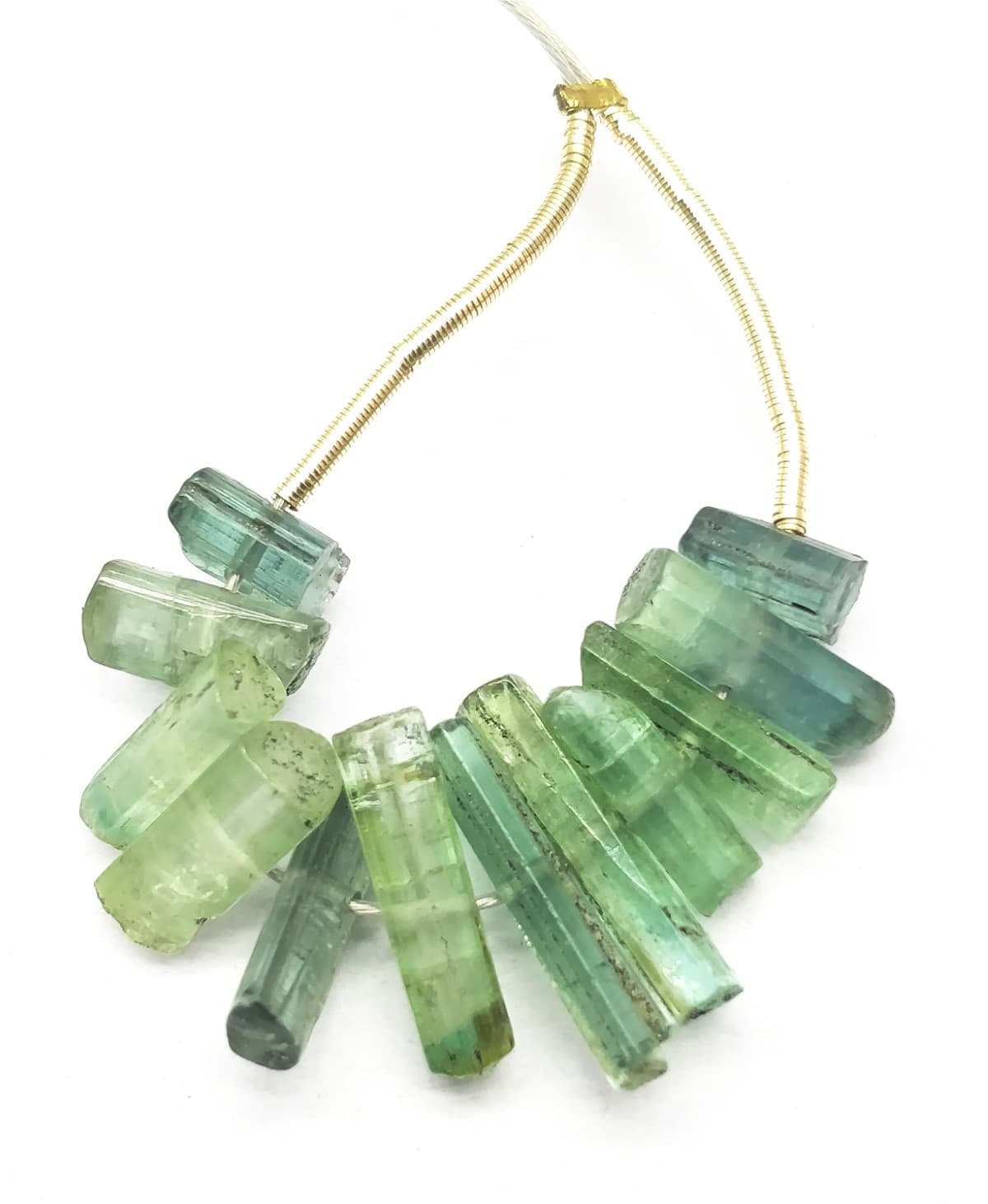 Natural Green Tourmaline 5x4-12x3 mm, Stick & Faceted 2" Long Beads