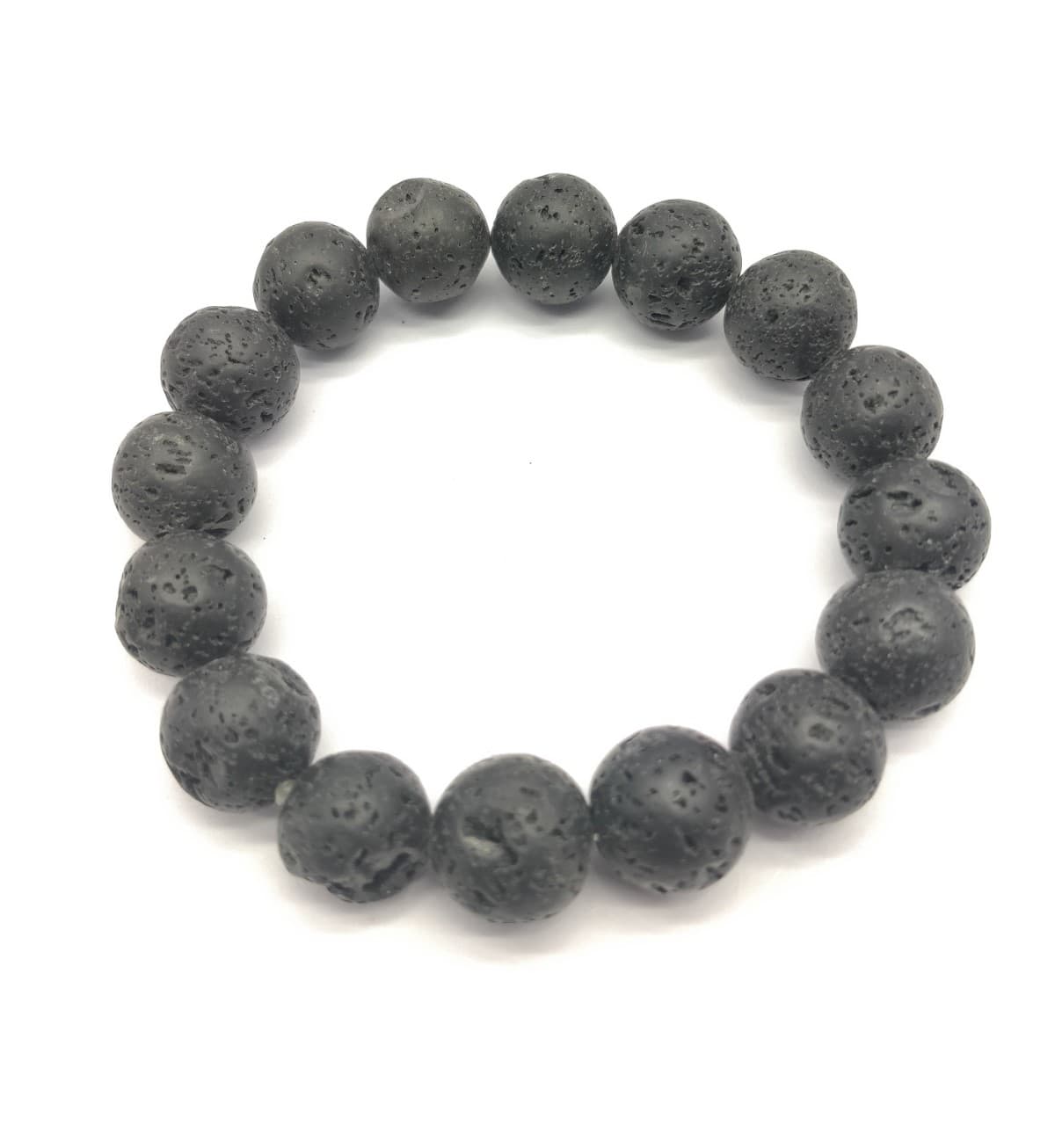 AAA+++ 100% Top Quality Black Lava 16 Beads Bracelet 12 mm, Round & Smooth 7 Inch long. ZZ13