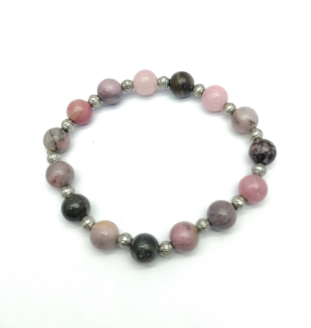 AAA+++ 100% Top Quality Rhodonite 15 Beads Bracelet 8 mm, Round & Smooth 7 Inch long. ZZ60