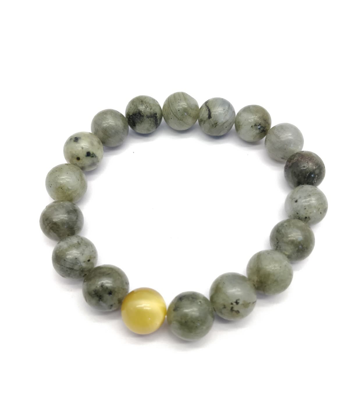 AAA+++ 100% Top Quality Labradorite, Yellow Cat's Eye 18 Beads Bracelet 10-10.5 mm, Round & Smooth 7 Inch long. ZZ70