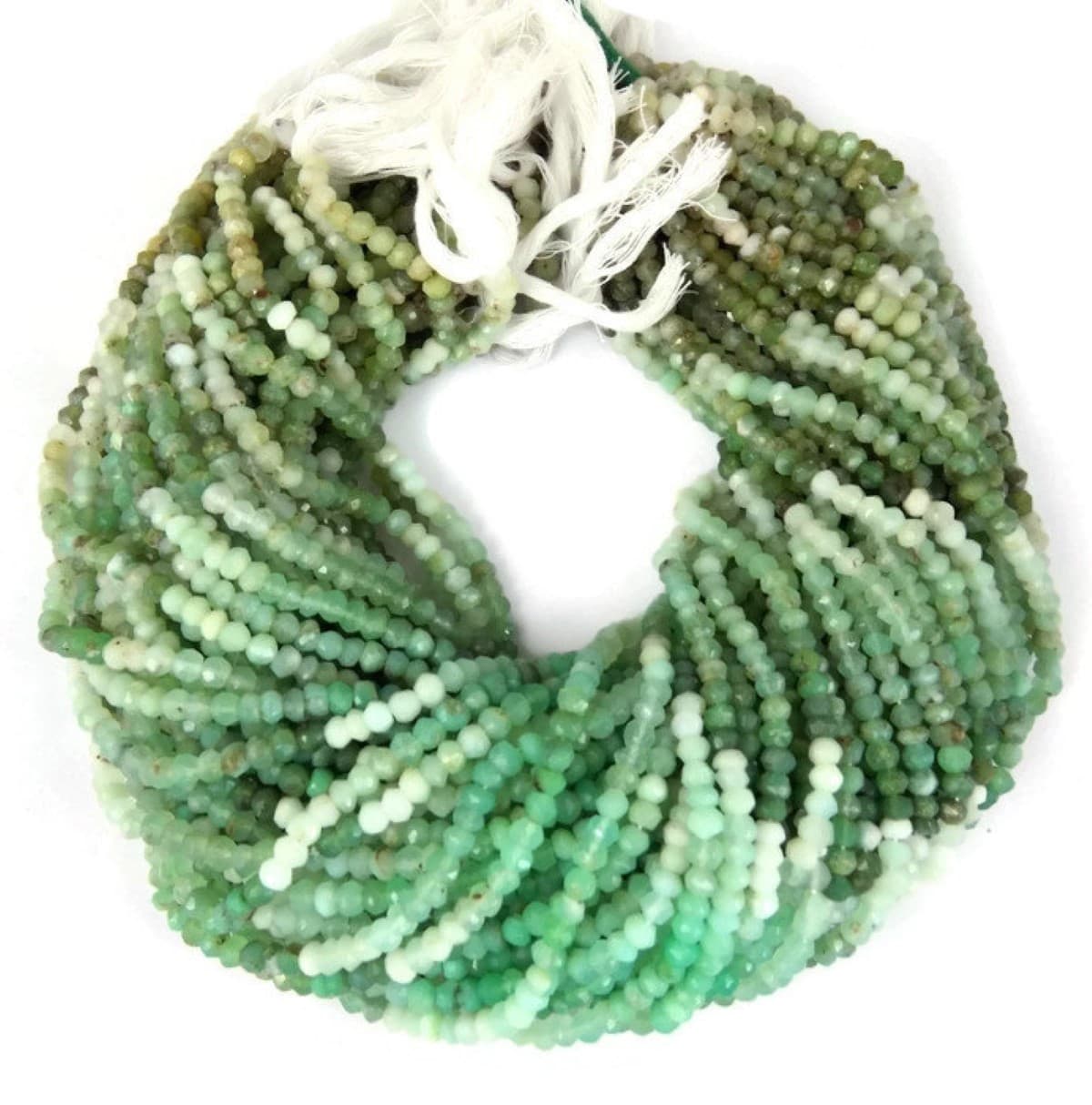 Chrysoprase Gemstone Faceted Rondelle Beads 3.5-4mm Bead 13.5" Long