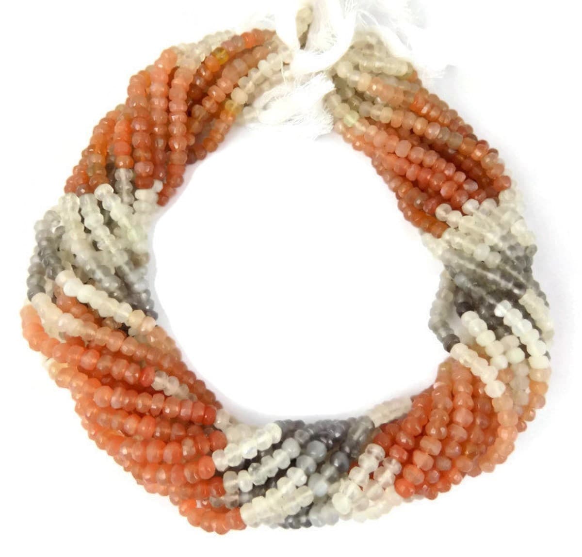 Multi Moonstone Faceted Rondelle Beads 3.5-4mm 13.5 inch long Strand