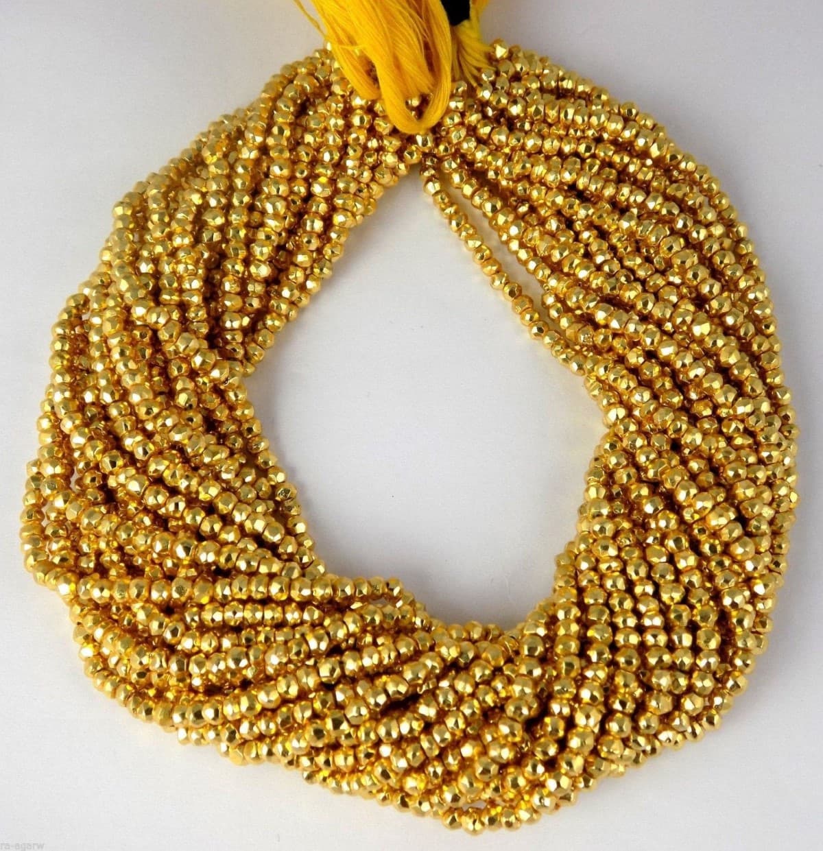 Gold Pyrite Faceted Rondelle Beads, 3.5-4mm–13.5 Inch Long strand