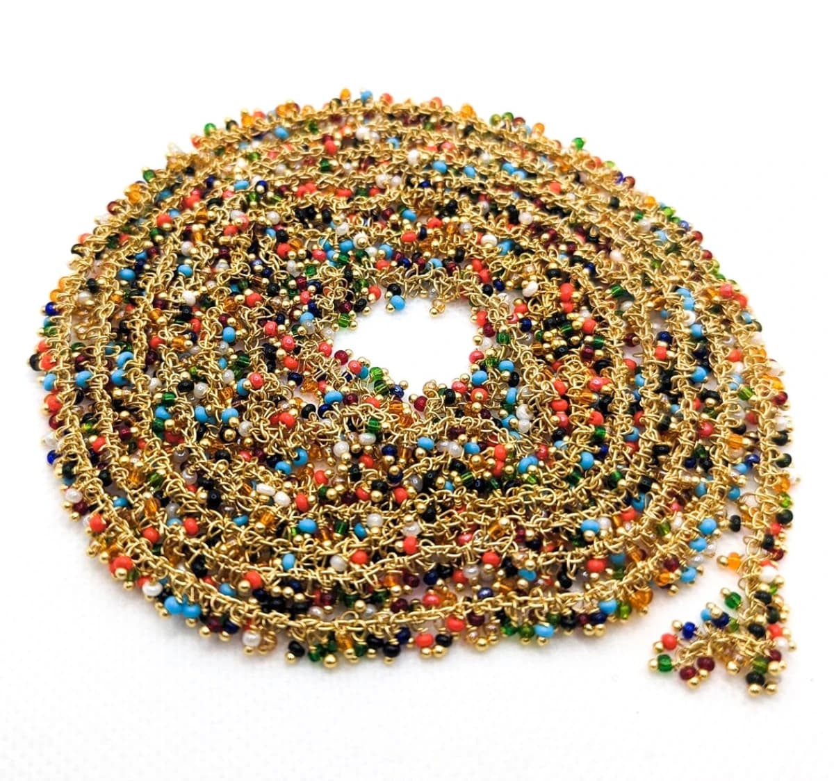 Multicolor Mix Stone Hydro 24k Gold Plated Dangling Beaded Chain 2mm