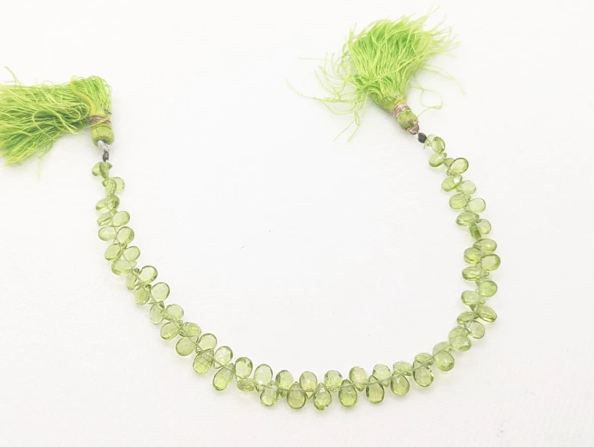 Natural Peridot Briolette 4x6-4x8mm Pear Shape Side Drilled Beads