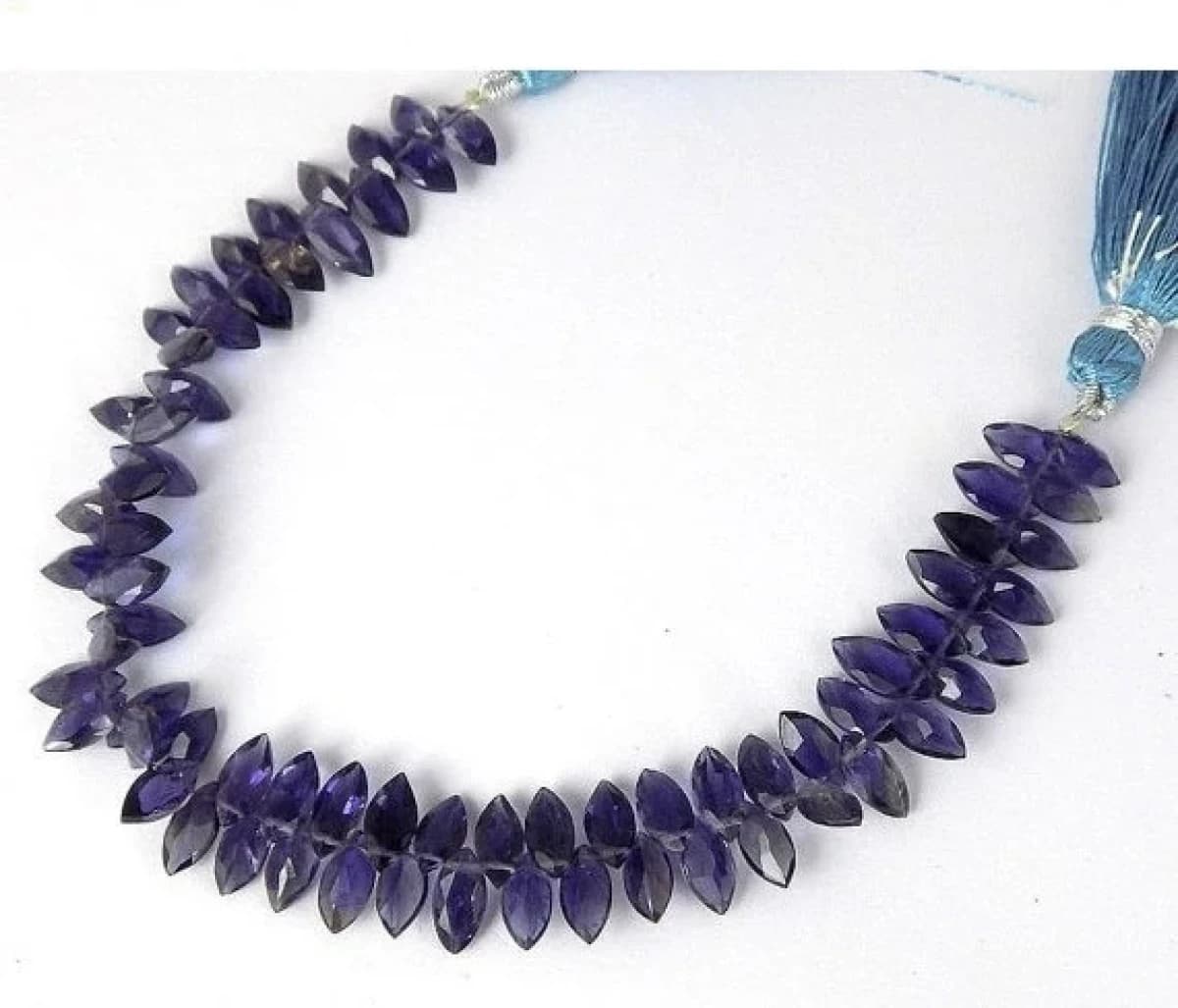 Natural Iolite Marquise Shape Faceted Gemstone 4X8 mm 7 Inch Long