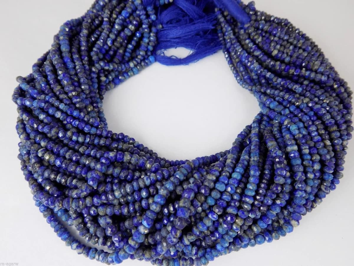 Lapis Lazuli Faceted Rondelle Beads Measure 3.5mm - 13.5 Inch Long