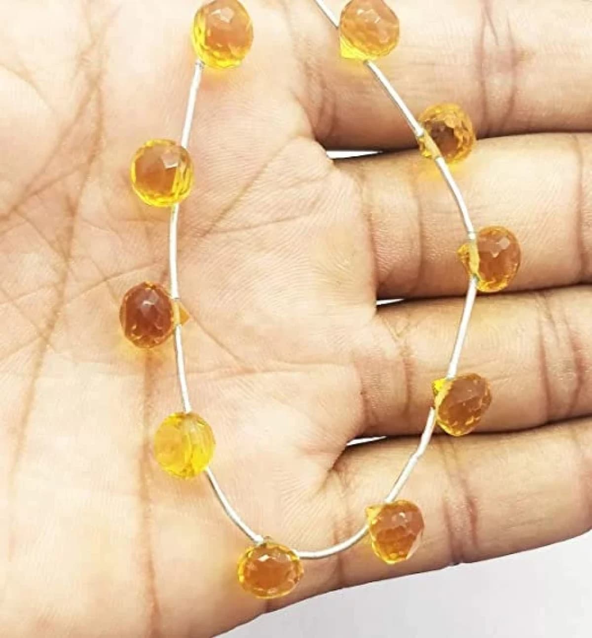Golden Citrine Quartz Gemstone Bead Shaped Onion Cut Faceted 7.5mm