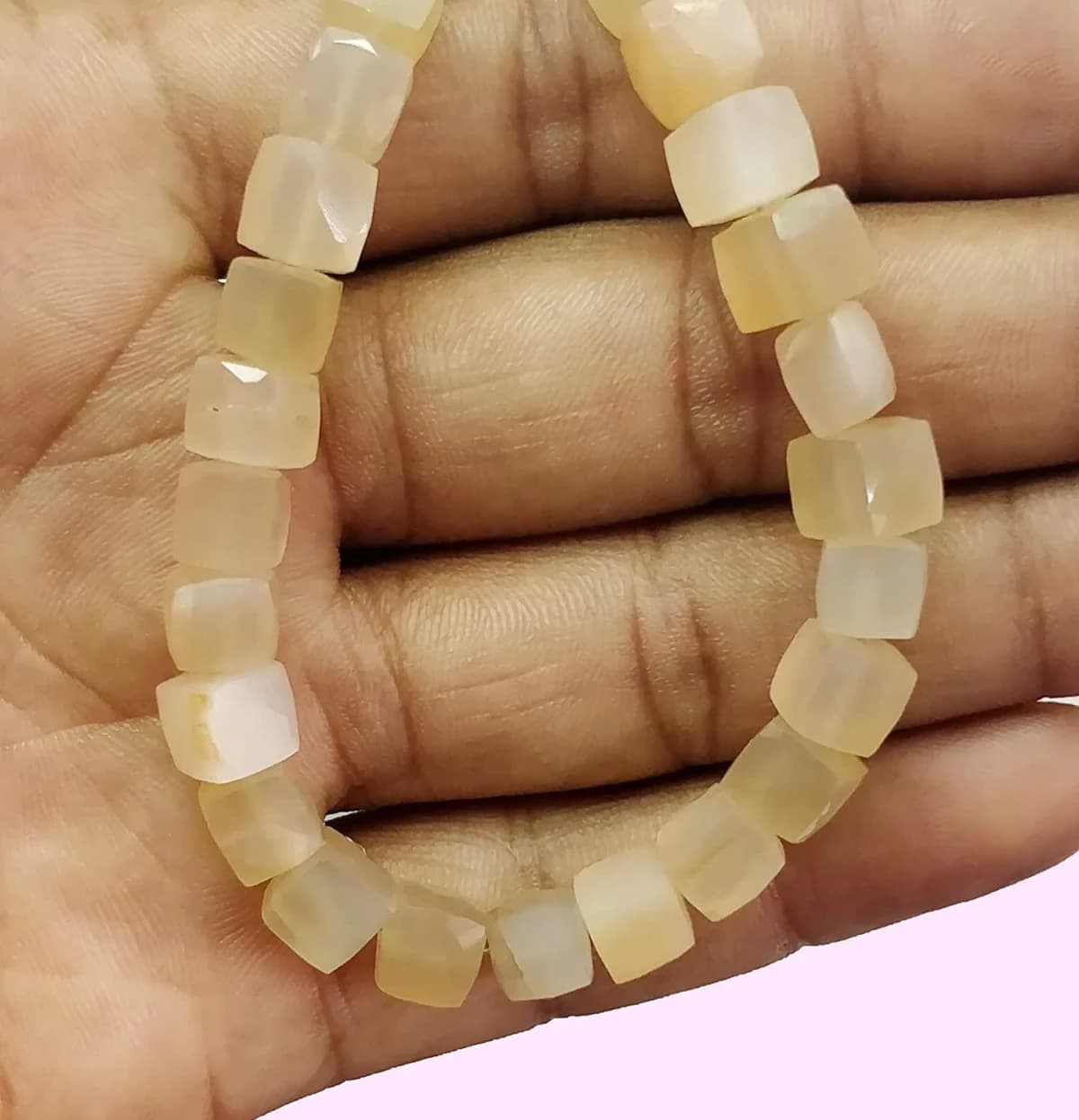 Gemstone Beads 6-7mm Peach Moonstone Handmade Loose Beads Box Faceted.