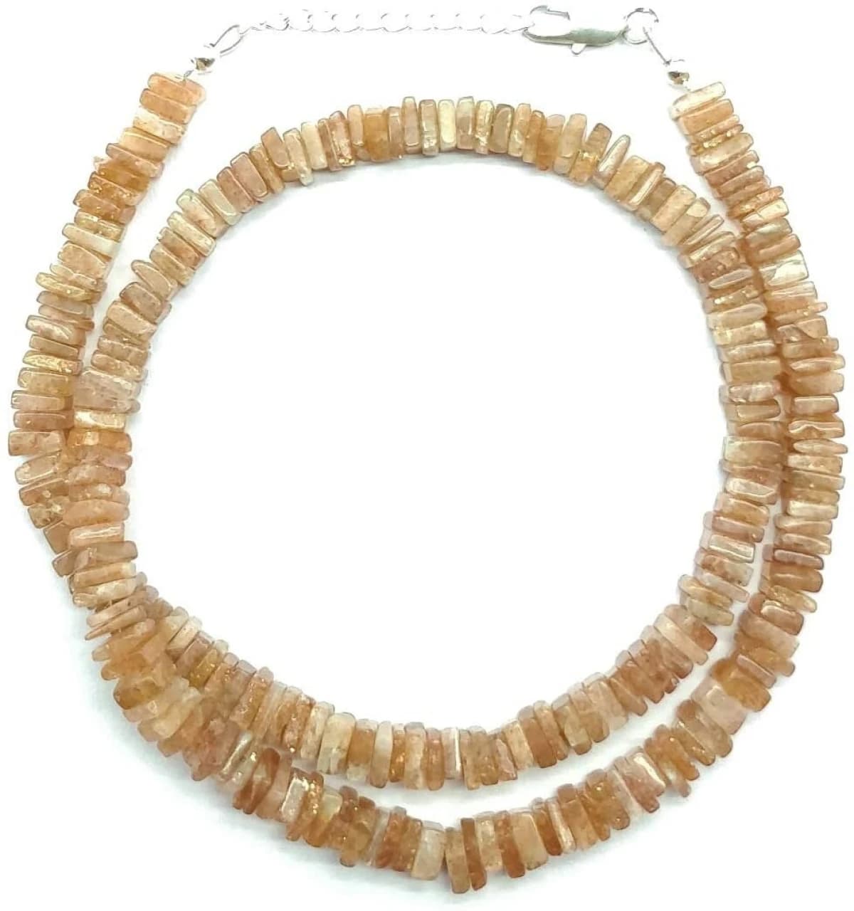 17" Sunstone Handmade Beads heishi Smooth 5-6mm Adjustable necklace