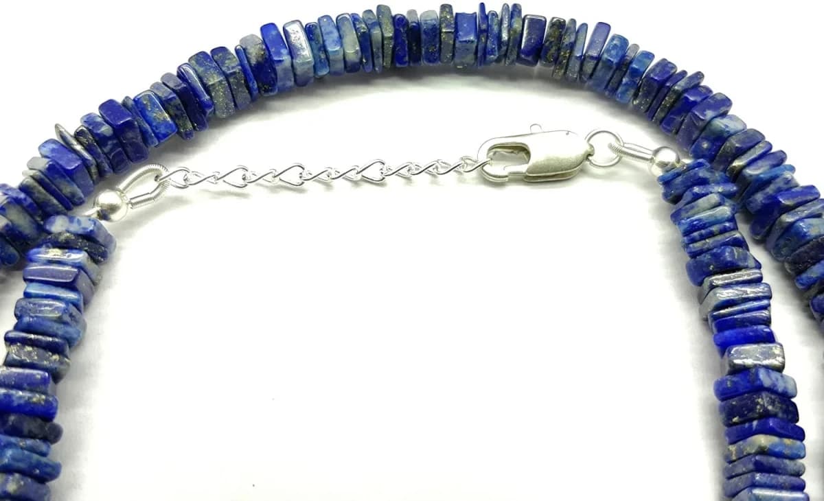 5mm Blue Golden Lapis Gemstone Loose Beads heishi Smooth Necklace 16"