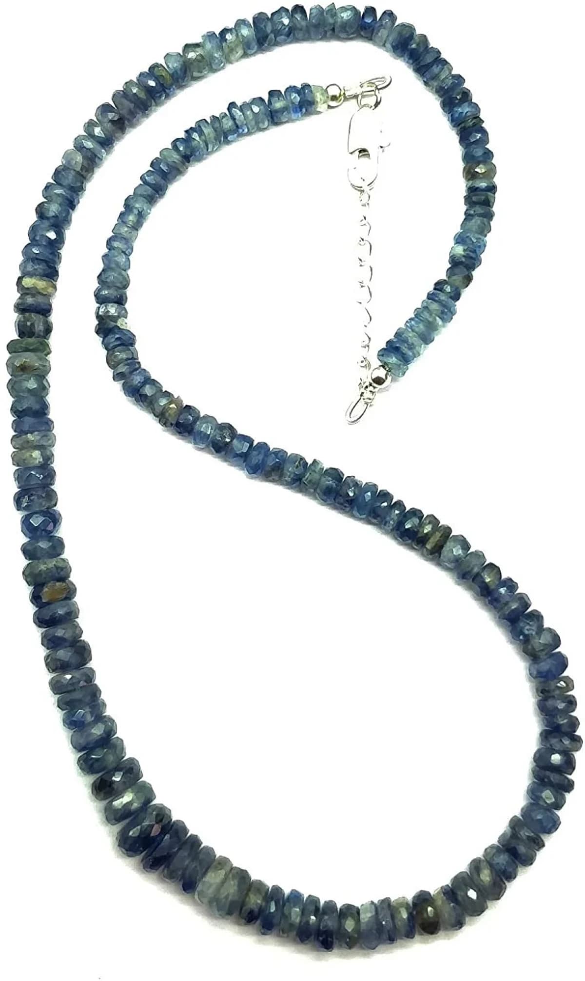 4-7mm Navy Blue kyanite Gemstone Beads heishi Faceted Necklace 16"