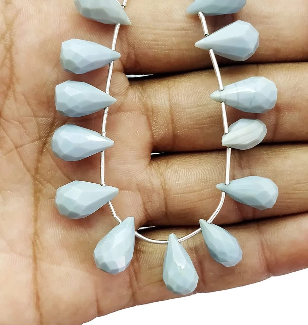 Gemstone Beads 6.5x12.5-7.5x14mm Peru Opal Handmade Loose Beads