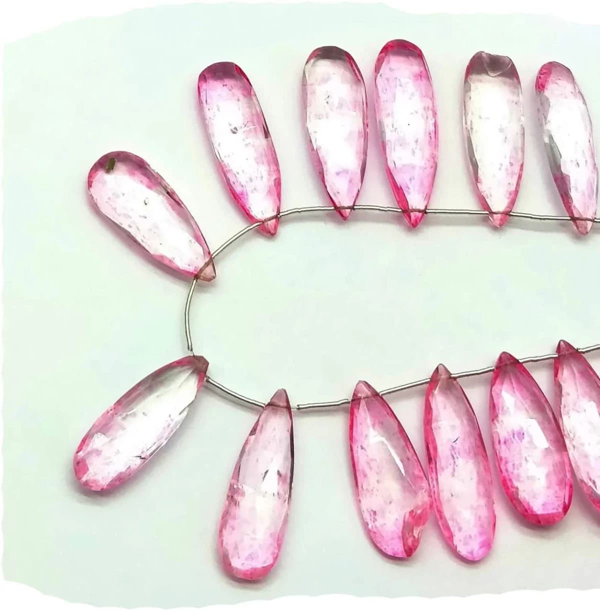 Gemstone Beads 6.5x31-8x38mm Pink Topaz Quartz Handmade Loose Beads