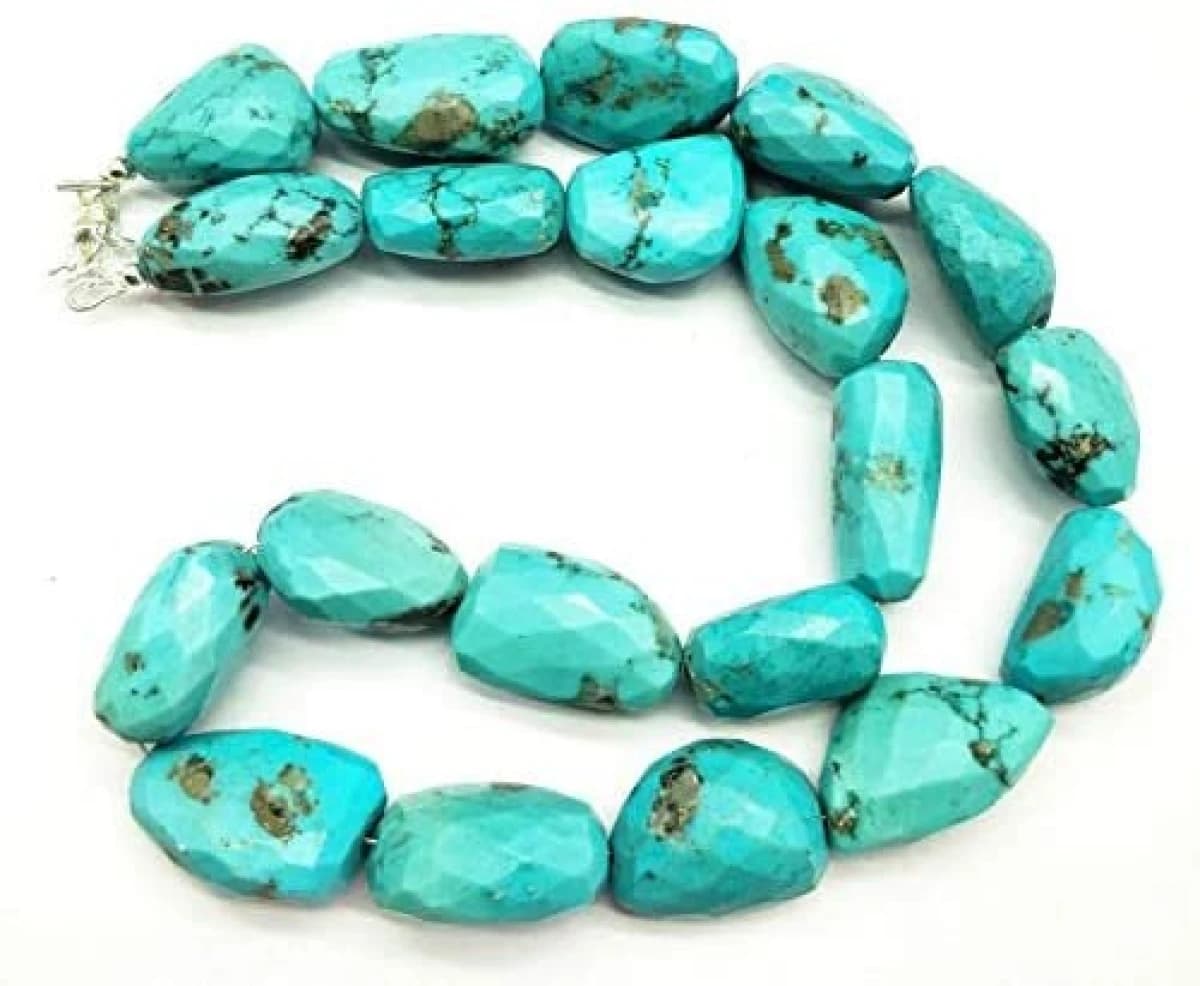 19" AAA Sleeping Beauty Turquoise Gemstone Bead Nugget Cut Faceted