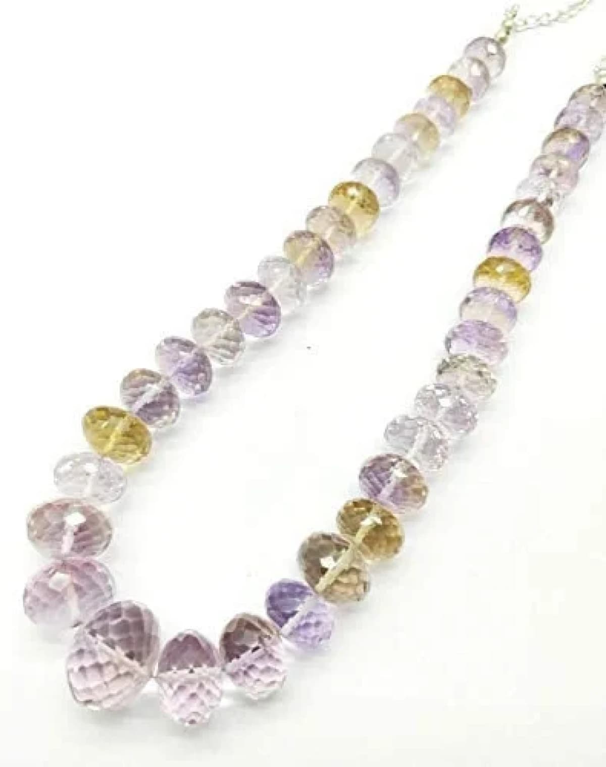 16.5 inch Ametrine Gemstone Bead Shaped Rondelle Cut Faceted Necklace